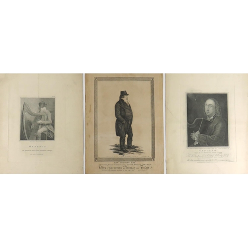 656 - Irish Musical Interest: A group of three Irish Harpers Portrait Engraving, to include:* Carolan - Th... 