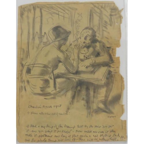 667 - Original DrawingOrpen (Sir Wm.) Charlies Barr, 1928, An original pencil Sketch, showing an interior,... 