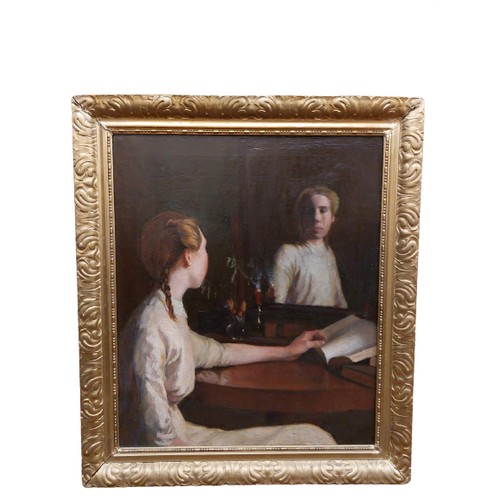 14 - Alice Clara Veronica Wynne, Irish (1890-1969)'A Young Girl reflected in a Mirror,' O.O.C., depicting... 