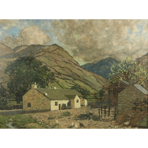 16 - Mabel Young, Irish, RHA (1889-1974)'Cottage in the Maam Valley,' O.O.B., farmyard scene with cottage... 