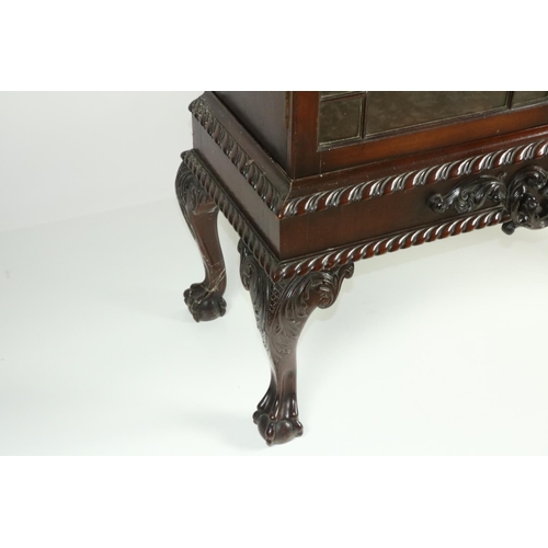 23 - A mahogany Display Cabinet, in the Chippendale style, 20th Century, the dentil moulded cornice above... 