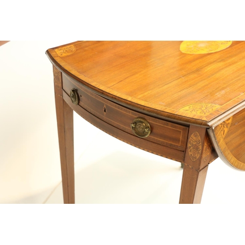 128 - A good George III period mahogany and marquetry inlaid Pembroke Table, the rosewood banded top with ... 