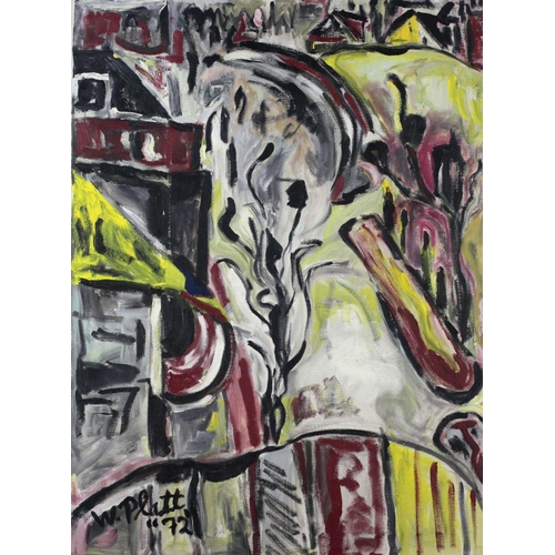 129 - W. Platt (20th Century)'Abstract Composition 2', O.O.C., approx. 71cms x 54cms (28'' x 21'') signed ... 