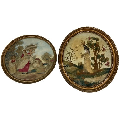20 - An attractive large Victorian oval needlework Picture, 
