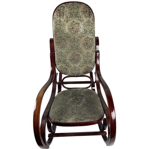 120 - A modern bentwood Rocking Chair, with oval floral padded back and seat, on open frame. (1)... 