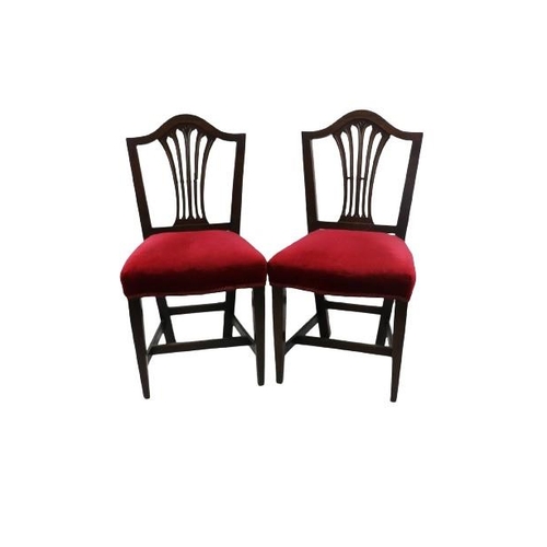 110 - A set of 6 - 19th Century mahogany Hepplewhite type Dining Chairs, with pierced splat, covered in cl... 