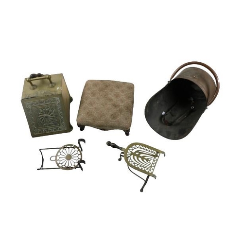 30 - A Georgian pierced brass Trifid, with ebonised handle on steel base; a Georgian brass circular hangi... 