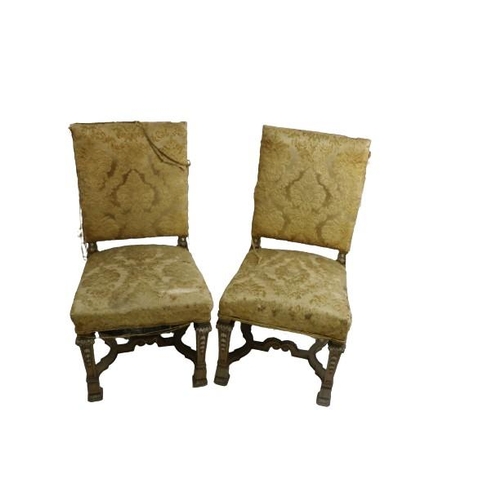 76 - A large pair of Baronial Side Chairs, with upholstered high backs and seats covered in moquette, on ... 