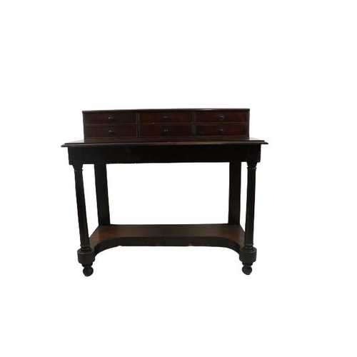 90 - An Irish Victorian mahogany Writing Desk, in the manner of Strahan, the top with elevated back and s... 