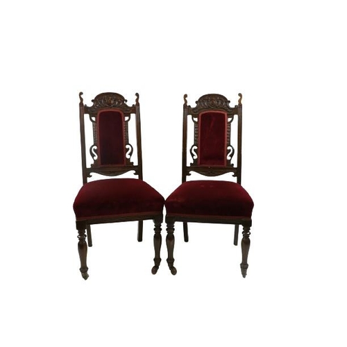 94 - A set of 8 (6 + 2) matched Edwardian carved oak high back Dining Chairs, with padded backs and seats... 