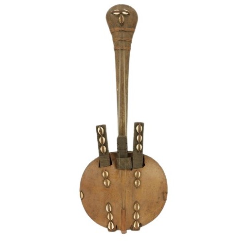 75 - A 19th Century West African Kora, with hide covering and shell decoration. (1)