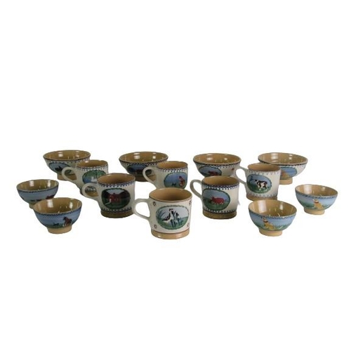 404 - A set of 4 large Nicholas Mosse 'Farmyard Series' Breakfast Bowls, and 4 small similar Bowls, and 6 ... 