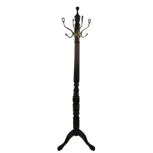 410 - A William IV style stained wooden pillar Hat & Coat Stand, with carved and reeded design on trip... 