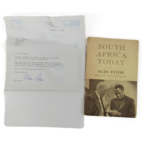 427 - Paton (Alan) South Africa Today, (Lutterworth Press 1953) First Edn., signed, v.g. in faded toned st... 