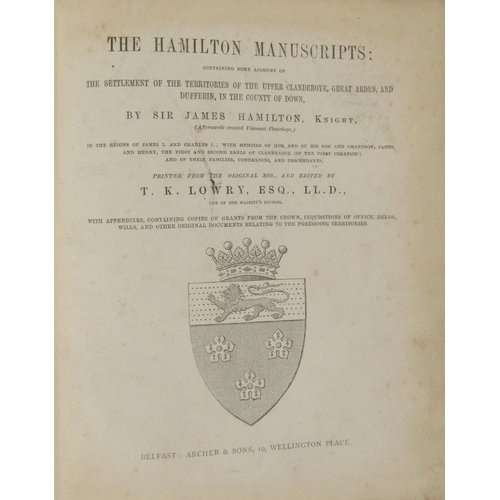 473 - Genealogy: Hamilton (Sir James) & Lowry (T.K.)ed. The Hamilton Manuscripts: containing some acco... 