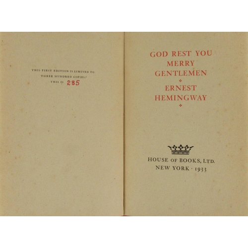 532 - Rare First Edition - PoetryHemingway (Ernest) God Rest You Merry Gentlemen, (House of Books 1933) Fi... 