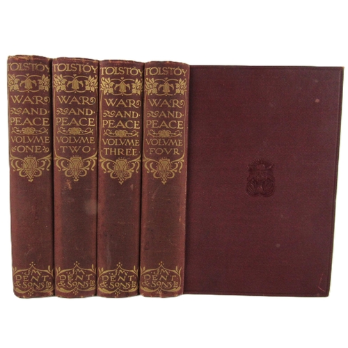 588 - Tolstoy (Count Lev. N.) War and Peace, 4 vols. Lond. (J.M. Dent & Co.) 1904. Frontis & ... 