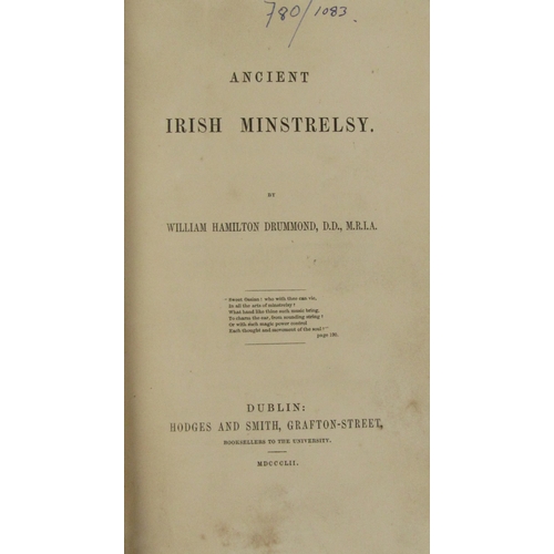 591 - Drummond (Wm. Hamilton) Ancient Irish Minstrelsy, 8vo Dublin 1852. First Edn., XXVIII, 292... 