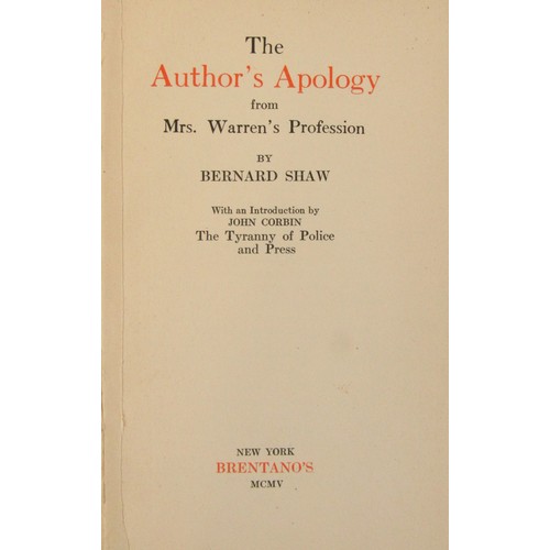 384A - Fine Association CopyShaw (Geo. Bernard) The Author's Apology from Mrs. Warren's Profession, Thin 8v... 