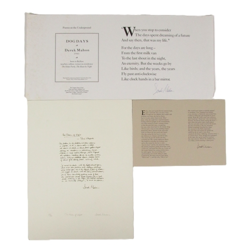 686 - Mahon (Derek) The Realm of Light, broadside D. (Graphic Studio) n.d. Signed Ltd. Edn., 2(2... 