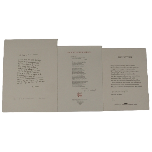 688 - Longley (M.) The Pattern, broadside Montreal 2005, Signed Ltd. Edn. 17(50); Durcan (P... 