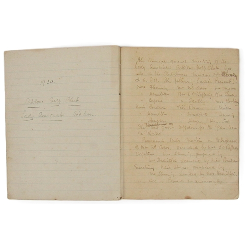 691 - Co. Wicklow Manuscript: Arklow Golf Club - Ladies Association Section - Minute Book, A manuscript 4t... 