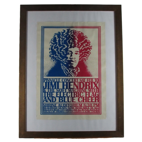 715 - [Jimi Hendrix] Music Poster 'Pinnacle Concert Sat. Feb. 10 [1968] Jimi Hendrix and the Soft Machine ... 