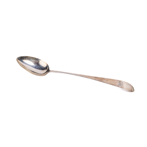 29 - An Irish Georgian period silver Serving Spoon, of plain design, with monogram, by John Power, Dublin... 