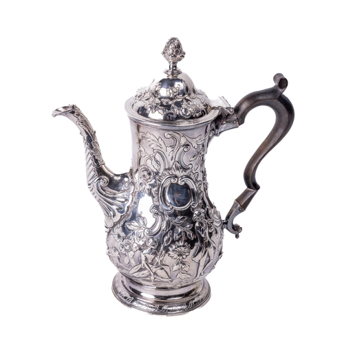 57 - A fine quality 18th Century Irish silver Coffee Pot, by William Thompson, and Michael Cormick, c. 17... 