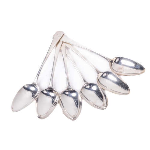 72 - A set of 6 English silver Dessert Spoons, each crested, by William Eaton, London c. 1804, approx. 11... 