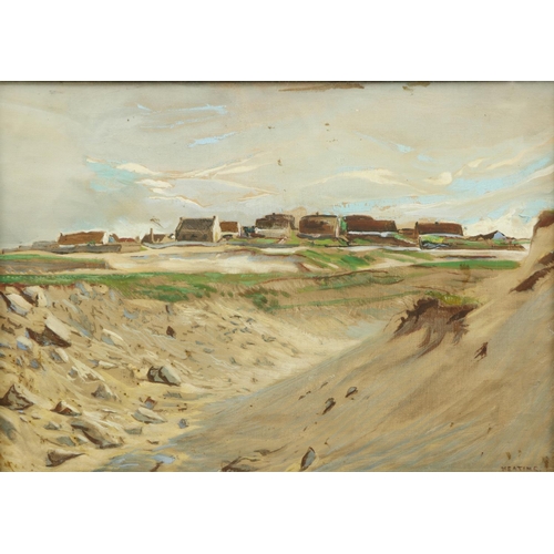 826 -  Sean Keating (1889-1977)“Village on the Aran Islands,” c.1950, oils on board, 44cms x 61cms (17” x ... 