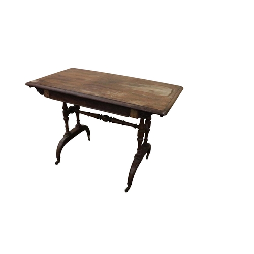 1085 - A Victorian rosewood Side Table, the moulded top over a frieze with single drawer on front with H pi... 