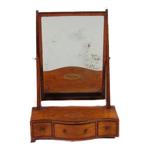 1127 - A fine quality Georgian - Sheraton design mahogany serpentine shaped Dressing Table Mirror, with ebo... 