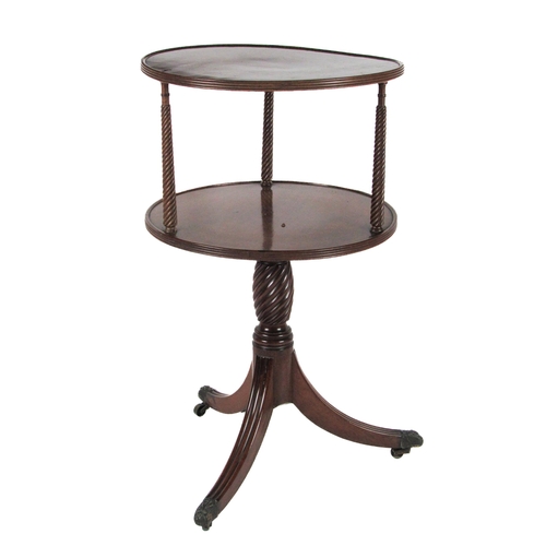 1136 - A fine quality 19th Century circular two tier Dumbwaiter, with reeded edge support, on a heavy rope ... 