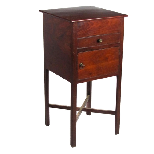 1143 - A 19th Century mahogany square top Bedside Locker, with frieze drawer and press with brass handles o... 