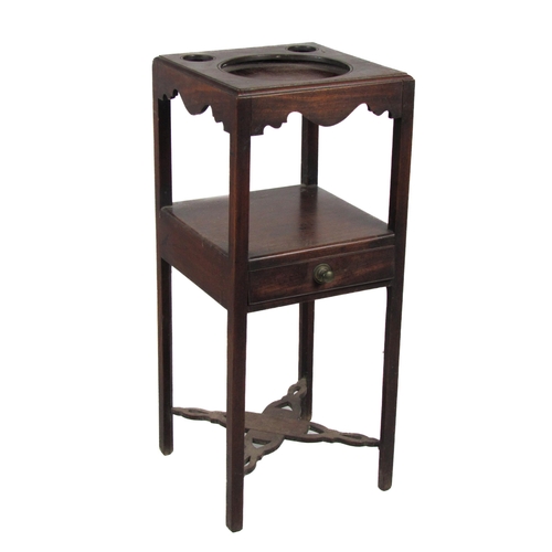 1144 - A small early 19th Century Georgian period square mahogany Washstand, with opening for bowl etc., wi... 