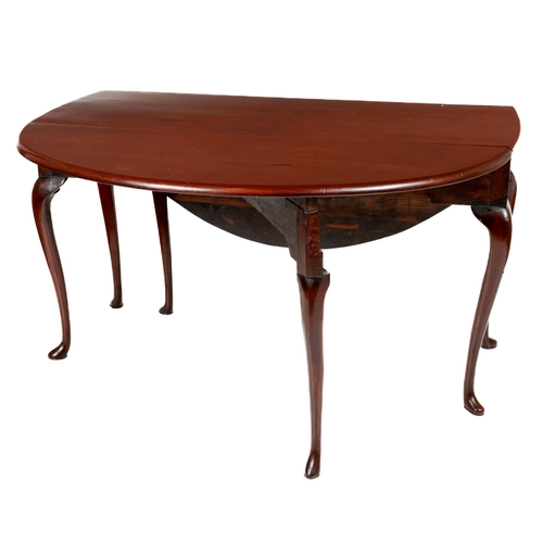 1166 - A fine quality and heavy Irish Georgian mahogany drop-leaf Table, with gate leg design, the demi-lun... 