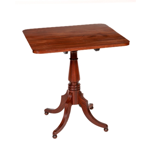 572 - A 19th Century mahogany square flip-top Occasional Table, on turned pillar support on four outsplaye... 