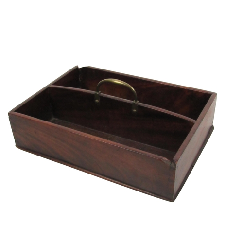 573 - A Georgian mahogany two compartment Cutlery Carrier, with brass handle. (1)Provenance: Nelson Bell C... 