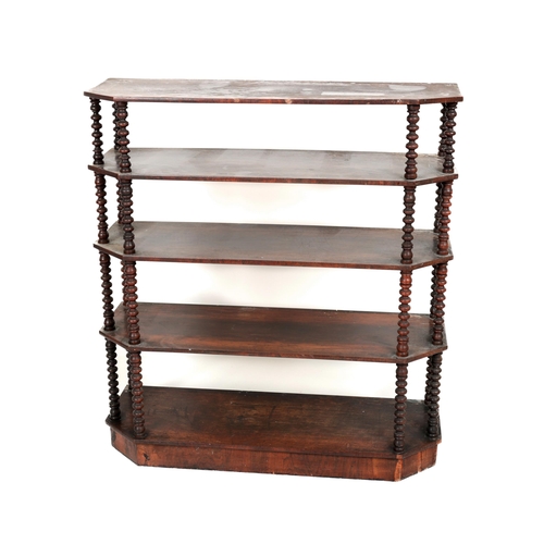 624 - A Victorian mahogany four tier Whatnot, of shaped form with bobbin turned pillar supports on plinth ... 