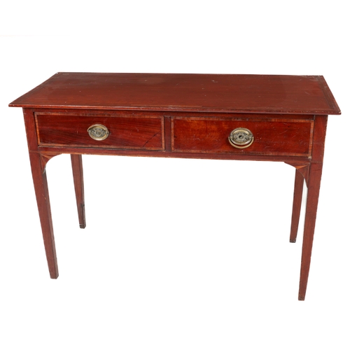 625 - An attractive 19th Century mahogany Side Table, with inlaid border top, over frieze drawers, ornate ... 