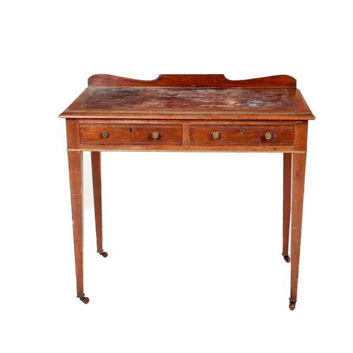 629 - A 19th Century Ladies mahogany Writing Table, with shaped back, leather inset top over frieze drawer... 