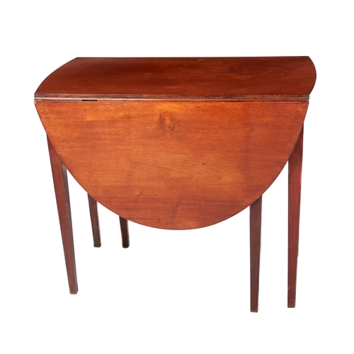 634 - A 19th Century mahogany drop-leaf Table, with demi-lune flaps over frieze drawer, on square tapering... 