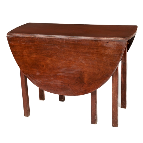 636 - A 19th Century Irish Provincial mahogany drop-leaf gate-leg Table, with demi-lune flaps on square bl... 