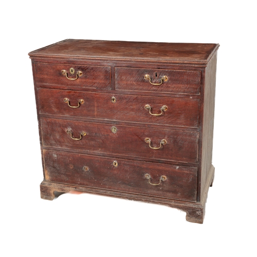 637 - A Georgian Provincial oak Chest of Drawers, with tray top over two short and three long drawers with... 