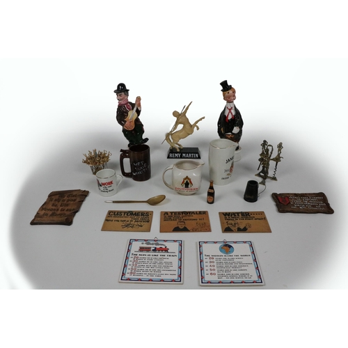 657 - A collection of Pub Memorabilia, comprising jugs, signs and figures, Remy Martin, Jameson - Connoiss... 