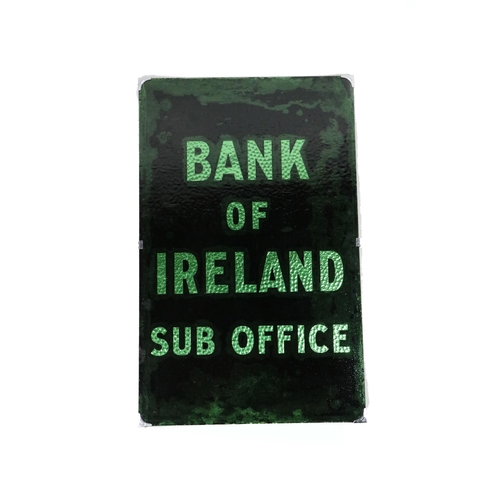 696 - A Bank of Ireland Sub Office Door Panel, etched glass, approx. 87cms x 55cms (34