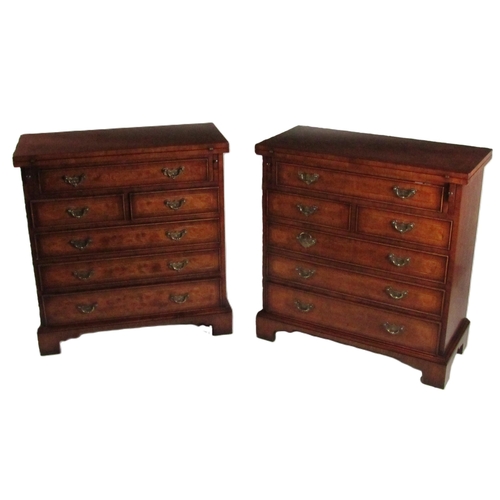 728 - A pair of attractive Georgian style mahogany Bachelors Chests, each with inlaid and crossbanded fold... 