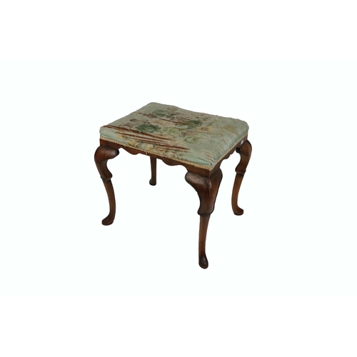 793 - A 19th Century Queen Anne style walnut Stool, with padded seat over shaped frieze on cabriole legs. ... 