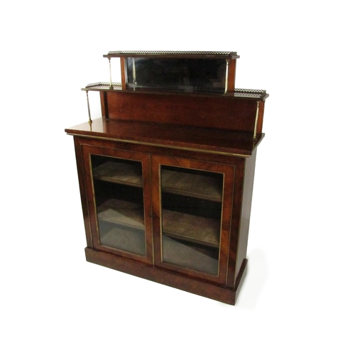 795 - A fine quality Regency period rosewood Chiffonier, the shaped two tier stepped top with pierced bras... 